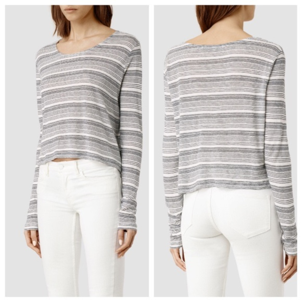 AllSaints linen stripe crop top